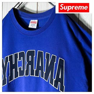 シュプリーム(Supreme)の【良品 M】シュプリーム supreme 両面ロゴ アナーキー Tシャツ 紫(Tシャツ/カットソー(半袖/袖なし))