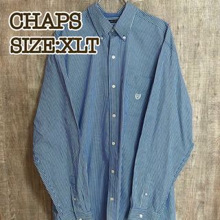 チャップス(CHAPS)のCHAPS チャップス　BDシャツ　青×白ストライプ　ビッグサイズ　XLT 刺繍(Tシャツ/カットソー(七分/長袖))