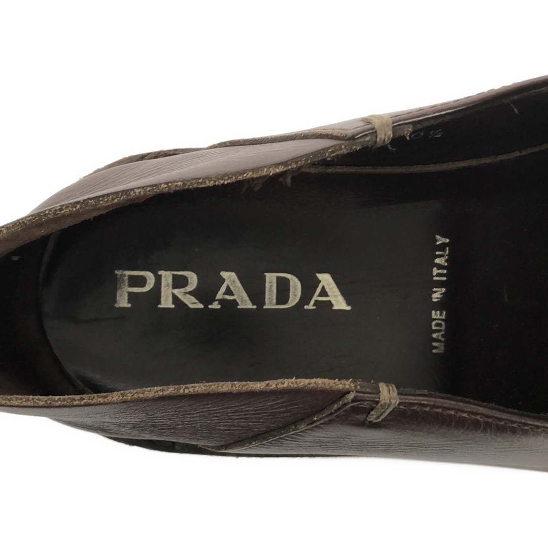 PRADA(プラダ)のPRADA プラダ スクエアトゥスリッポンローファーシューズ 88293816 ブラウン 6 1/2 メンズの靴/シューズ(その他)の商品写真