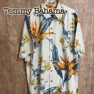 Tommy Bahama トミーバハマ　アロハシャツ　シルバーグレー系　シルク(Tシャツ/カットソー(半袖/袖なし))