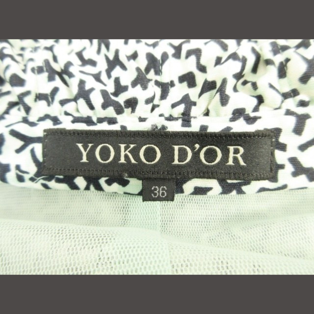 YOKO D'OR(ヨーコドール)のYOKO D'OR ワンピース Vネック フリル 膝下丈 七分袖 総丈 36 レディースのワンピース(ひざ丈ワンピース)の商品写真