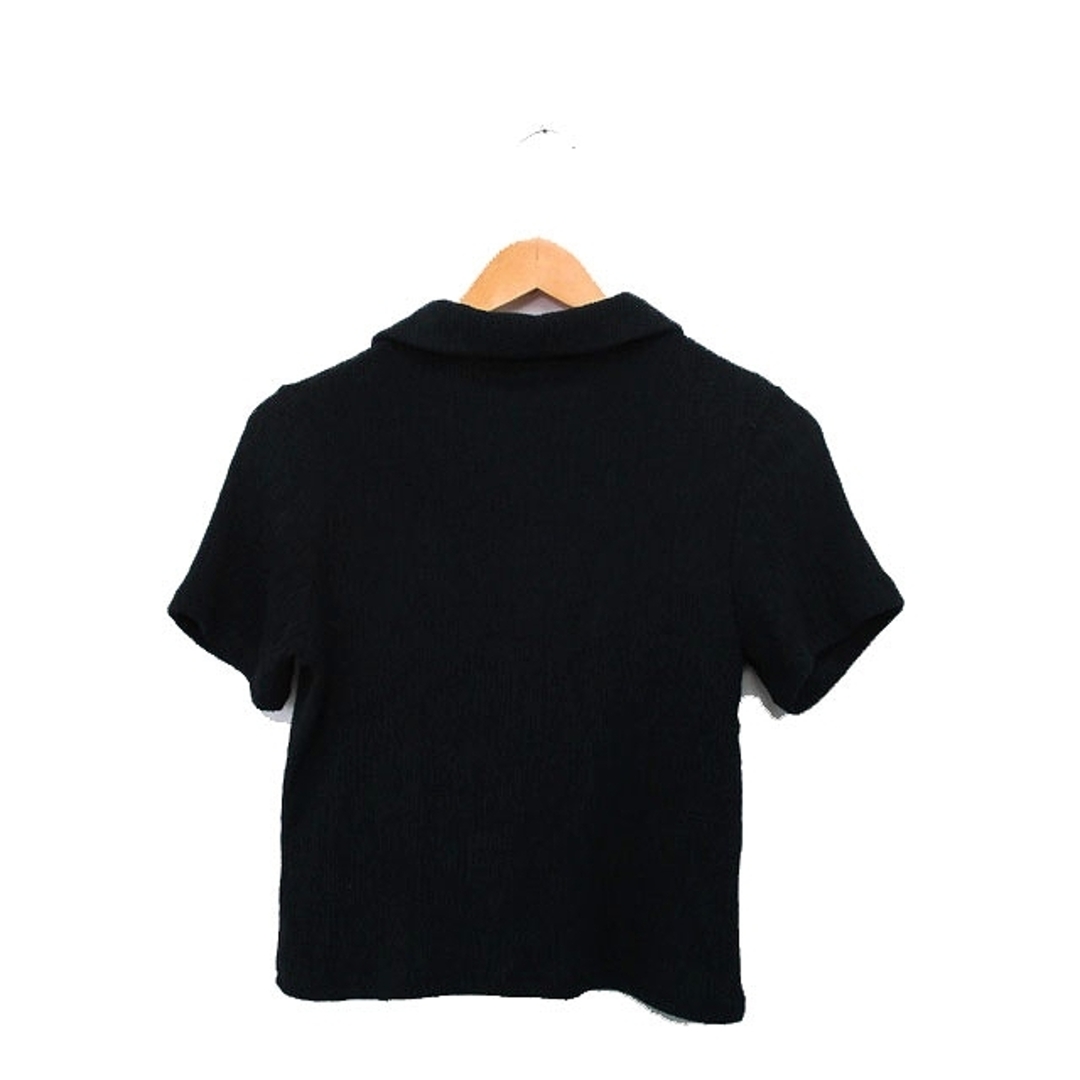 moussy(マウジー)のマウジー MOUSSY ニット カーディガン 半袖 シンプル F ブラック 黒 レディースのトップス(シャツ/ブラウス(半袖/袖なし))の商品写真
