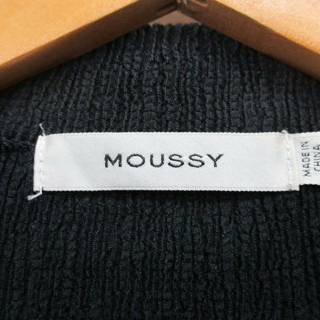 moussy(マウジー)のマウジー MOUSSY ニット カーディガン 半袖 シンプル F ブラック 黒 レディースのトップス(シャツ/ブラウス(半袖/袖なし))の商品写真