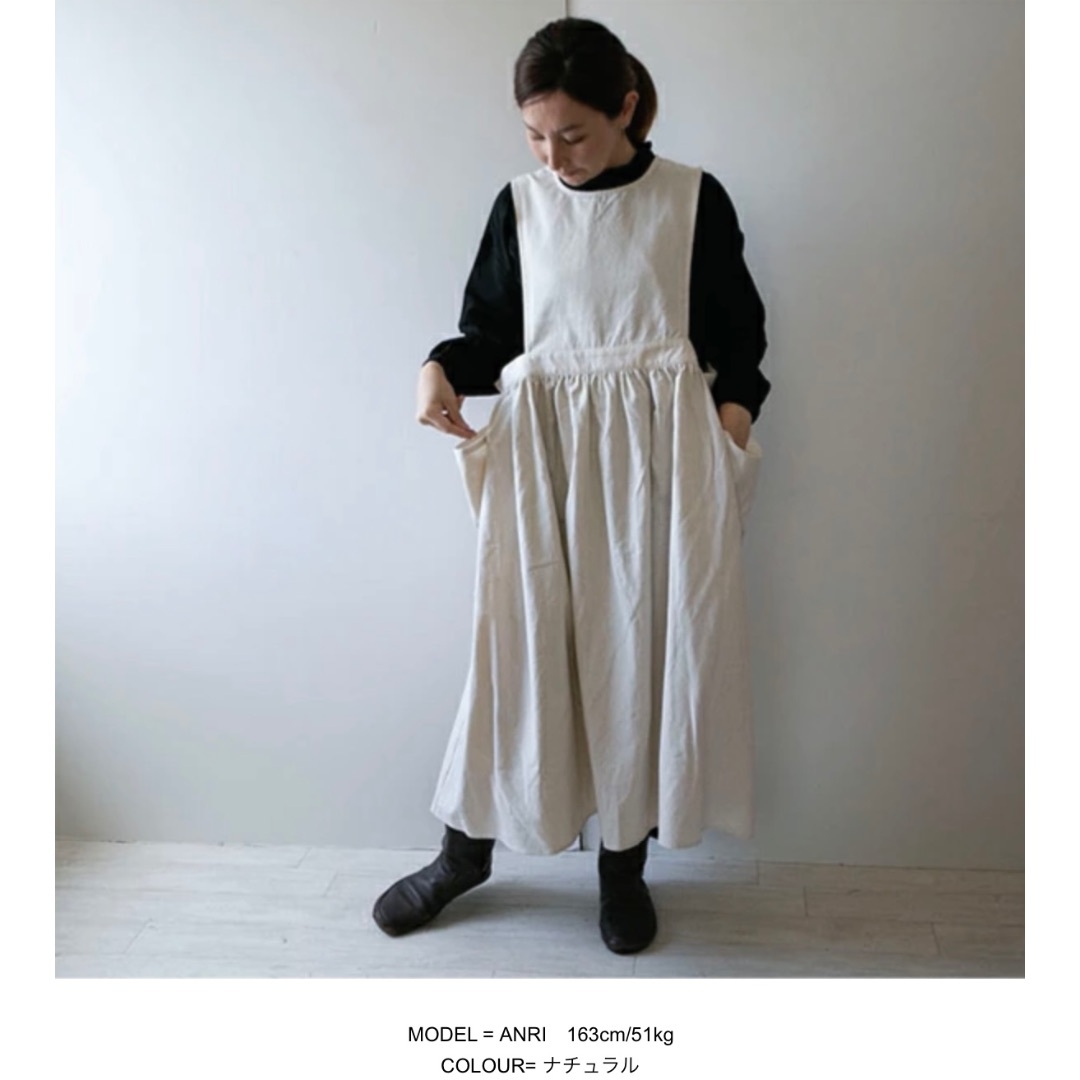 【美品】フォグリネンワーク リネン エプロン ジャンパースカート ワンピース リネンコットン ジャンパースカート ワンピース エプロンドレス
