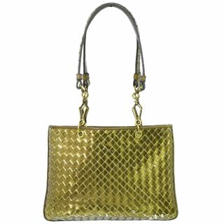 ボッテガヴェネタ(Bottega Veneta)の本物 ボッテガ ヴェネタ BOTTEGA VENETA イントレチャート ショルダーバッグ レザー ゴールド 189228 Intrecciato バッグ 中古(ショルダーバッグ)