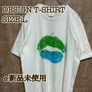 ☆新品未使用　Tシャツ　ホワイト　くちびる　ルージュ　ビッグプリント　L(Tシャツ/カットソー(半袖/袖なし))