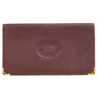 Cartier - 本物 カルティエ Cartier マストライン 札入れ 長札入れ 長財布 レザー ボルドー Must Line 財布 ウォレット 中古