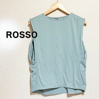 ロッソ(ROSSO)のROSSO　ロッソ　カットソー　袖なし　水色　ライトブルー　体形隠し(カットソー(半袖/袖なし))