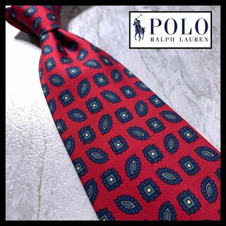 ポロラルフローレン(POLO RALPH LAUREN)のUSA製 ラルフローレン ブランド ネクタイ 赤 ペイズリー柄 紺ブレ シルク(ネクタイ)