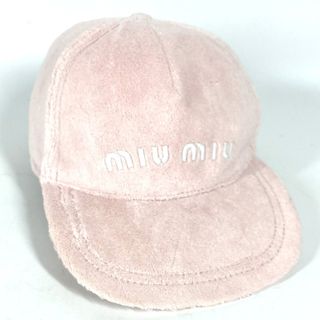 ミュウミュウ MIUMIU ロゴ パイル 5HC179 帽子 キャップ帽 ベースボール キャップ コットン ピンク 美品