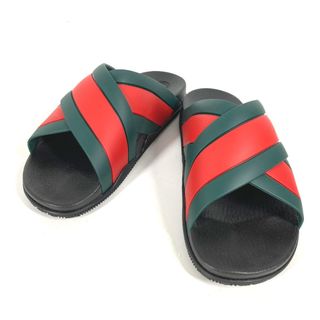 グッチ(Gucci)のグッチ GUCCI クロス 630326 シェリーライン 靴 シューズ ビーチサンダル フラット サンダル ラバー ブラック 未使用(サンダル)