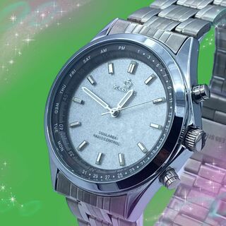 マーシャル(Marshall)の《美品　稼動品》　マーシャル　防水　メンズ腕時計　シルバー文字盤　ソーラー電波(腕時計(アナログ))