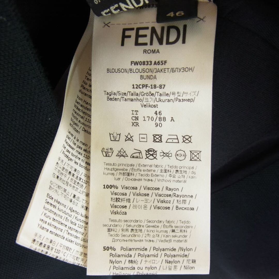 FENDI(フェンディ)のFENDI フェンディ ジャケット FW0833 × フィラ FENDI MANIA Logo Print Bomber Jacket ロゴ プリント ボンバー ジャケット ネイビー系 46【中古】 メンズのジャケット/アウター(その他)の商品写真