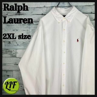Ralph Lauren - ラルフローレン 刺繍ロゴ オックスフォード 長袖 BDシャツ ホワイト XXL