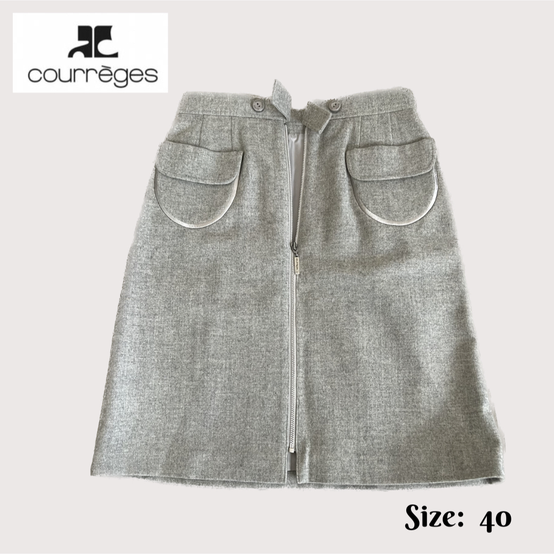 Courreges(クレージュ)の【最終値下】クレージュ　スカート　グレー　未使用品 レディースのスカート(ひざ丈スカート)の商品写真