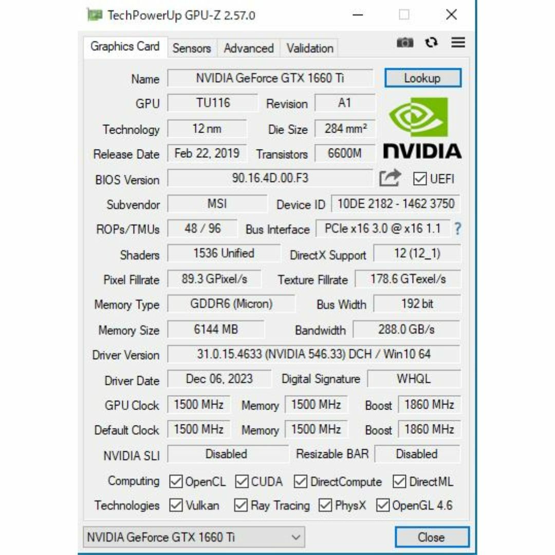 msi(エムエスアイ)のMSI GeForce GTX1660Ti ARMOR 6G OC　ビデオカード スマホ/家電/カメラのPC/タブレット(PCパーツ)の商品写真
