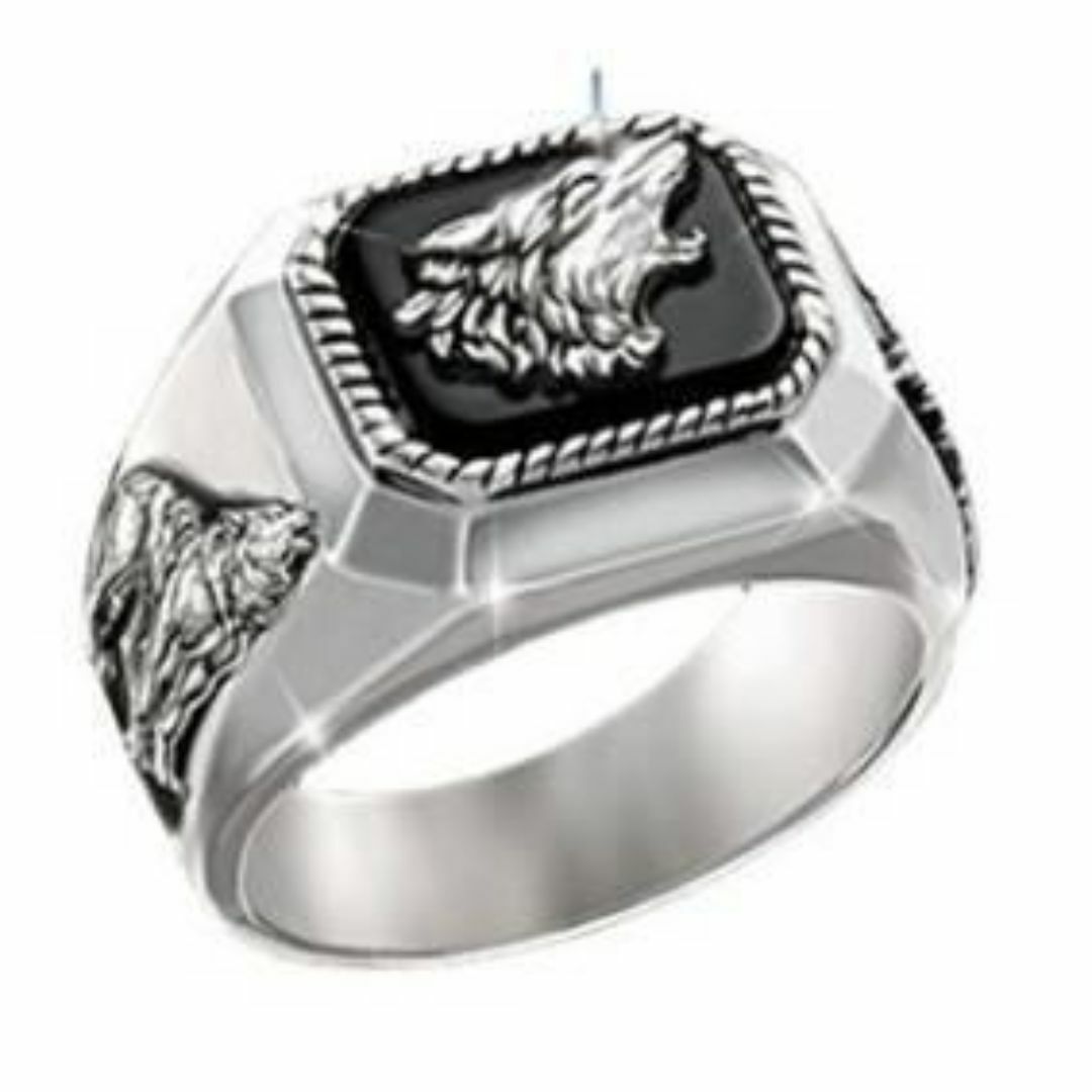 【H076】リング　指輪　メンズ　シルバー　オオカミ　狼　ウルフ　20号 メンズのアクセサリー(リング(指輪))の商品写真