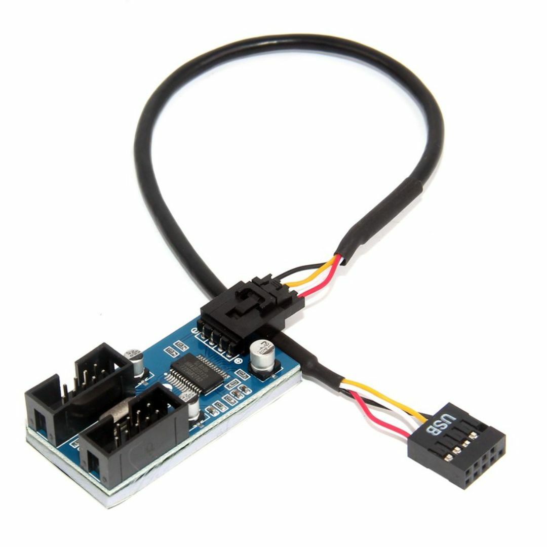 【内部USB9ピン電源用】マザーボードUSB 9ピン 増設 内部用 2ポート スマホ/家電/カメラのPC/タブレット(PC周辺機器)の商品写真