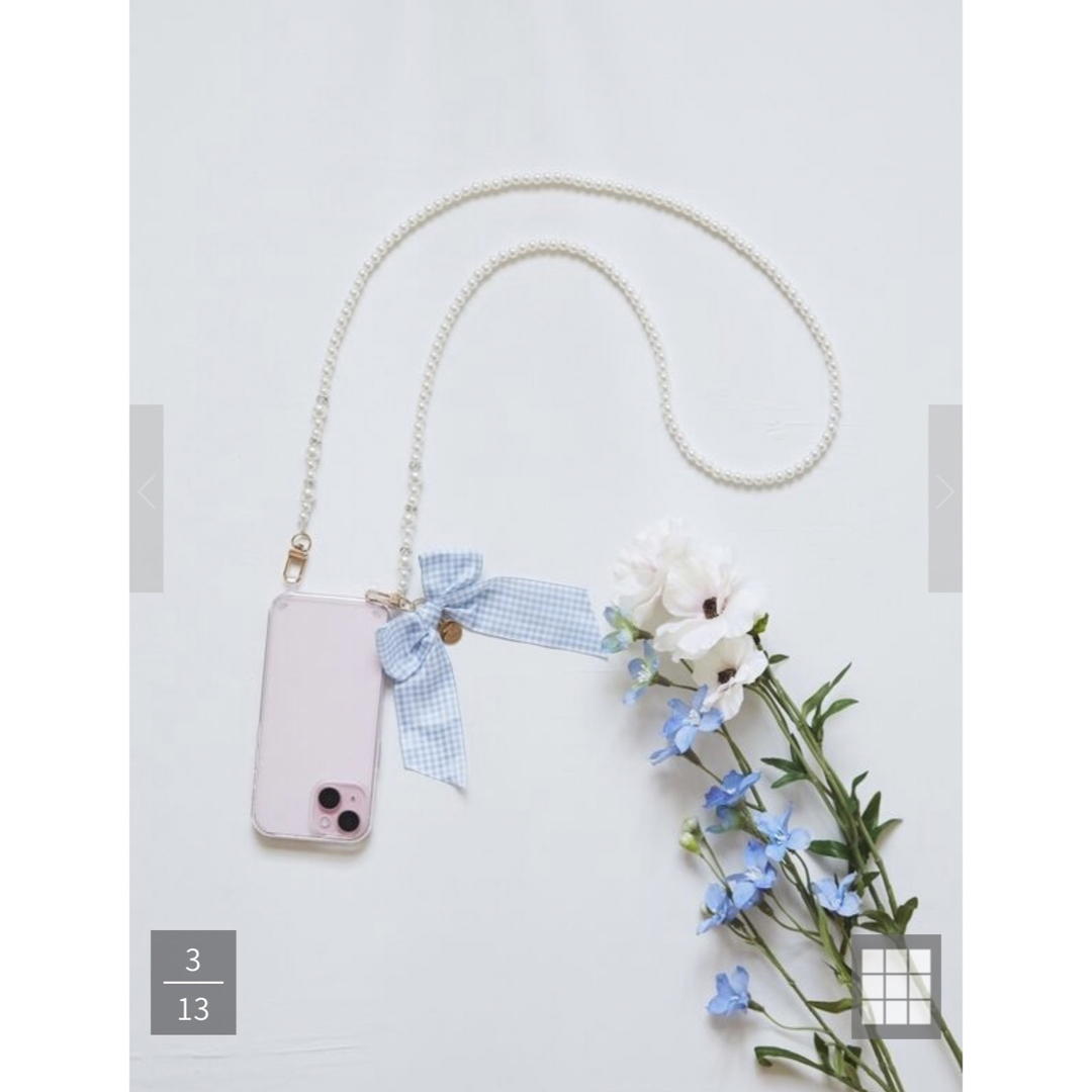 Maison de FLEUR(メゾンドフルール)のMaison de FLEUR チェックリボンラインストーンパールチェーン レディースのファッション小物(その他)の商品写真