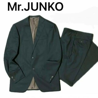 ミスタージュンコ(Mr.Junko)の【美品】Mr.JUNKO シャドーストライプ セットアップスーツ 黒 細身 Y7(セットアップ)