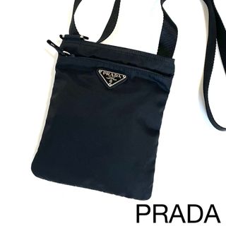 プラダ(PRADA)の【美品】プラダ　ショルダーバッグ　サコッシュ　ナイロン　黒(ショルダーバッグ)