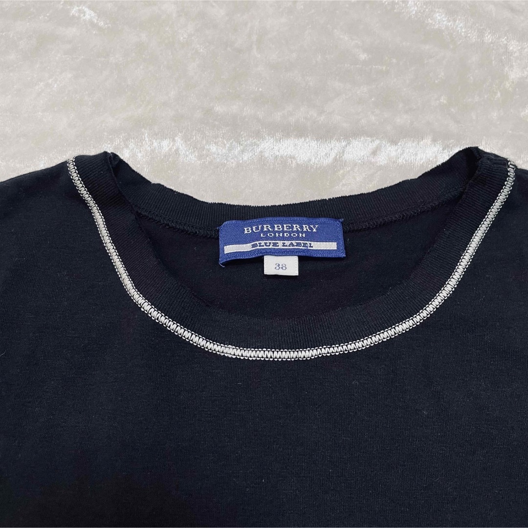 BURBERRY BLUE LABEL(バーバリーブルーレーベル)のバーバリー ロンドン ブルーレーベル 38 M ブラック 半袖 ハート レディースのトップス(Tシャツ(半袖/袖なし))の商品写真