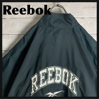 Reebok - 古着 90s リーボック Reebok ナイロンジャケット 両面刺繍ロゴ