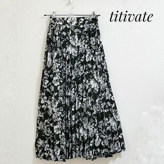 titivate - ティティベイト　ロングスカート　S　花柄　プリーツスカート　緑