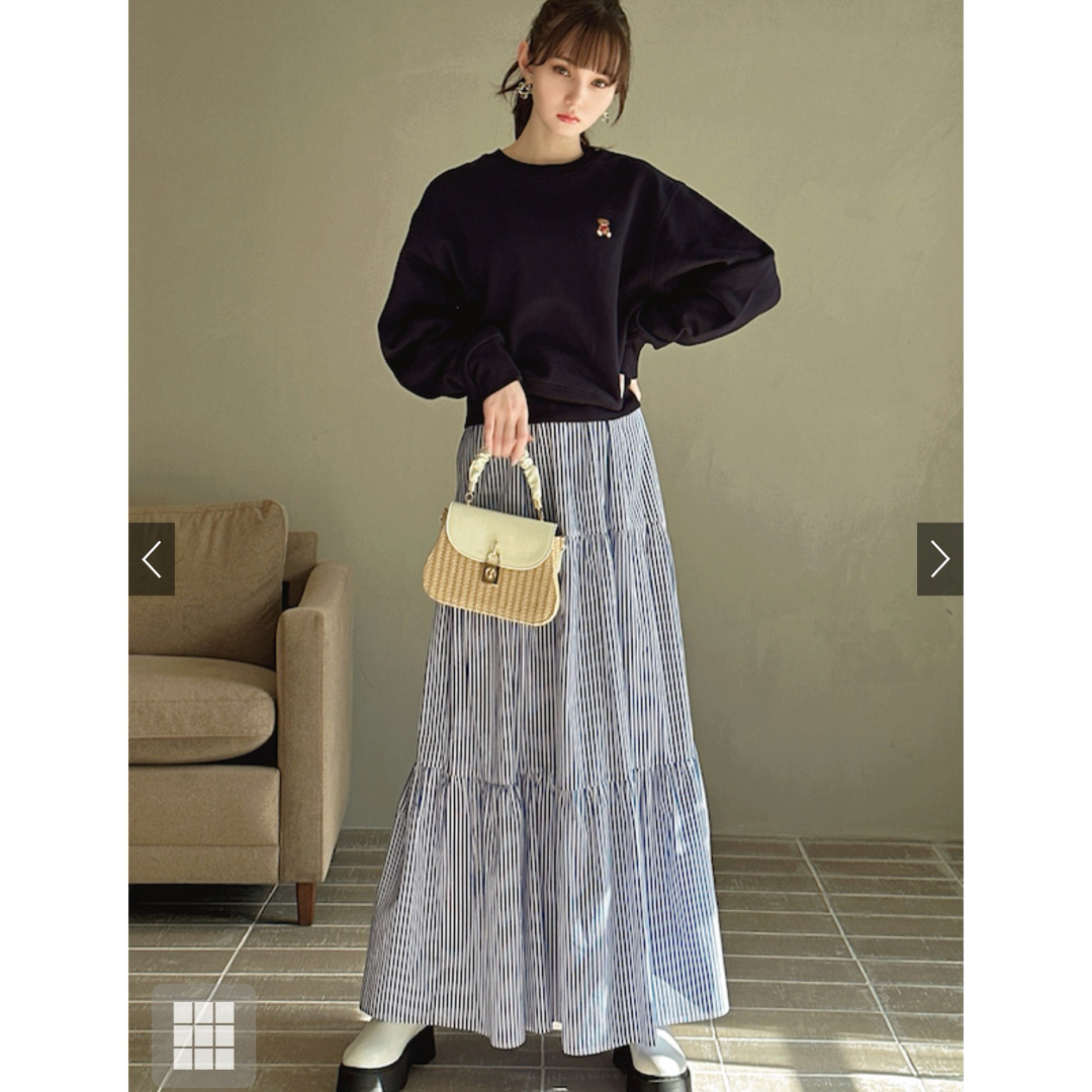 GRL(グレイル)のグレイル☆ ストライプ柄ティアードロングスカート[fo1632] レディースのスカート(ロングスカート)の商品写真
