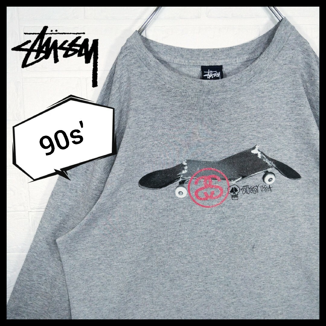 STUSSY(ステューシー)の【STUSSY】90s'紺タグ USA製 スケボーデッキ　長袖　ロンT メンズのトップス(Tシャツ/カットソー(七分/長袖))の商品写真