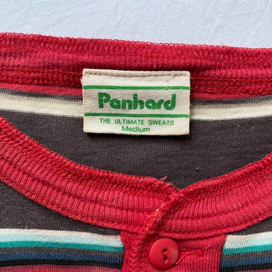 ボーダー　ヘンリーネックTシャツ　アメカジ　古着　Mサイズ　Panhard メンズのトップス(Tシャツ/カットソー(半袖/袖なし))の商品写真