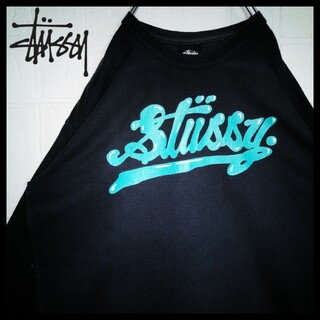 STUSSY - 《STUSSY/ステューシー》00s'　ペイント　センターロゴ　ロンT　長袖