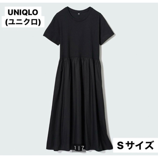 UNIQLO - 【美品】コンビネーションフレアワンピース　Sサイズ ユニクロ ブラック