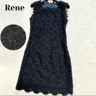 René - 【週末限定お値下げ】完売品✨ルネ 刺繍 花柄 レース ワンピース 黒 36