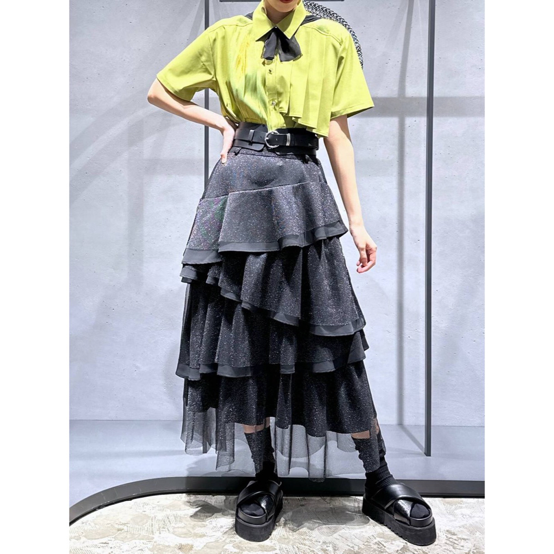 HARE(ハレ)のラメシアーミックスティアードスカート レディースのスカート(ロングスカート)の商品写真