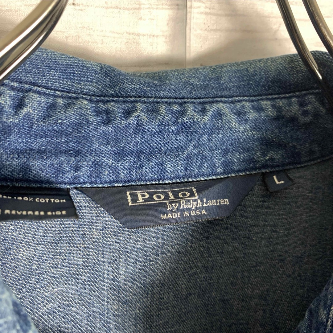 POLO RALPH LAUREN(ポロラルフローレン)の【USA製】古着 90s ラルフローレン ブルゾン デニムジャケット 刺繍ロゴ メンズのジャケット/アウター(ブルゾン)の商品写真