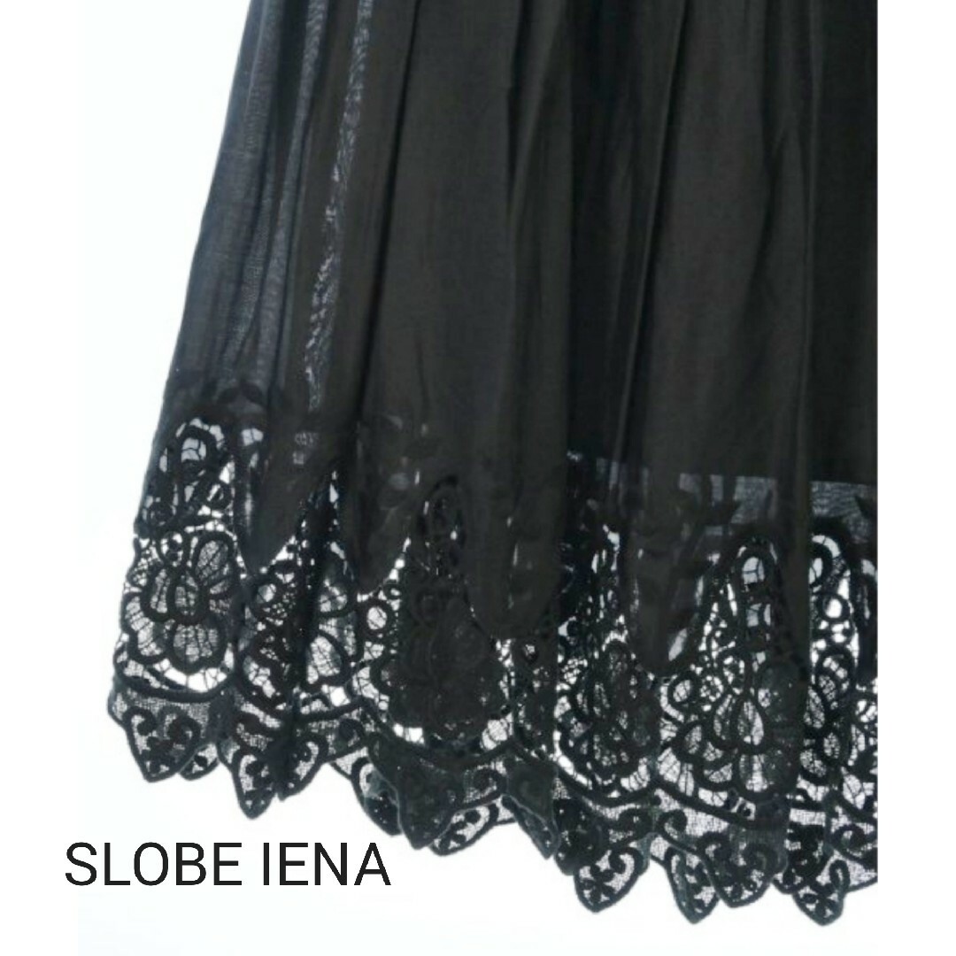 SLOBE IENA(スローブイエナ)の【超美品】SLOBE IENAスローブイエナ/レースギャザースカート黒 レディースのスカート(ロングスカート)の商品写真