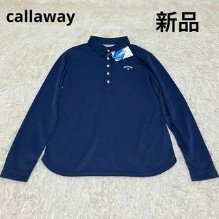 キャロウェイ(Callaway)の新品　callaway キャロウェイ　クローバー　柄　ポロシャツ　長袖　紺(その他)