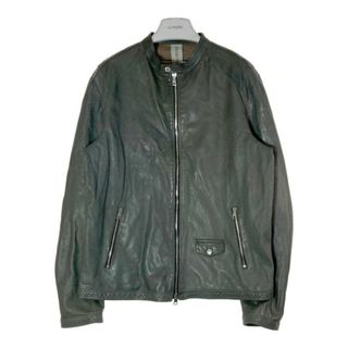 ★Delan デラン スタンドカラー レザージャケット グレー size54(レザージャケット)