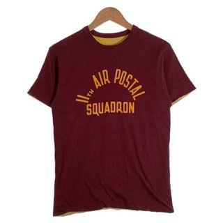 WAREHOUSE ウエアハウス 11TH AIR POSTAL SQUADRON リバーシブル Tシャツ ボルドー イエロー Size M