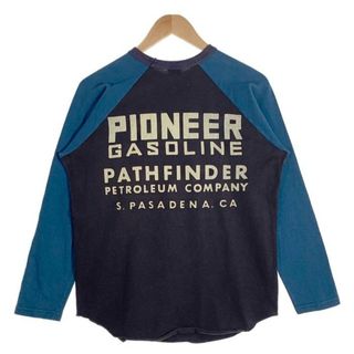 BOOTLEGGERS ブートレガース PATHFINDER GASOLINE プリント 七分袖 ラグランスリーブカットソー ブラック ブルー Size M(Tシャツ/カットソー(七分/長袖))