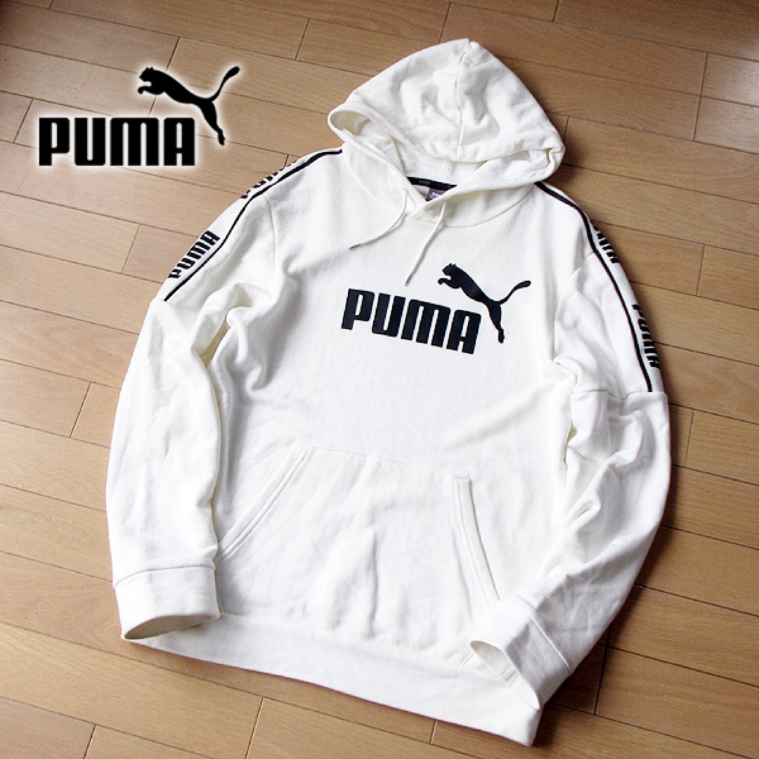 PUMA(プーマ)の美品 PUMA プーマ メンズ パーカー 白 メンズのトップス(パーカー)の商品写真
