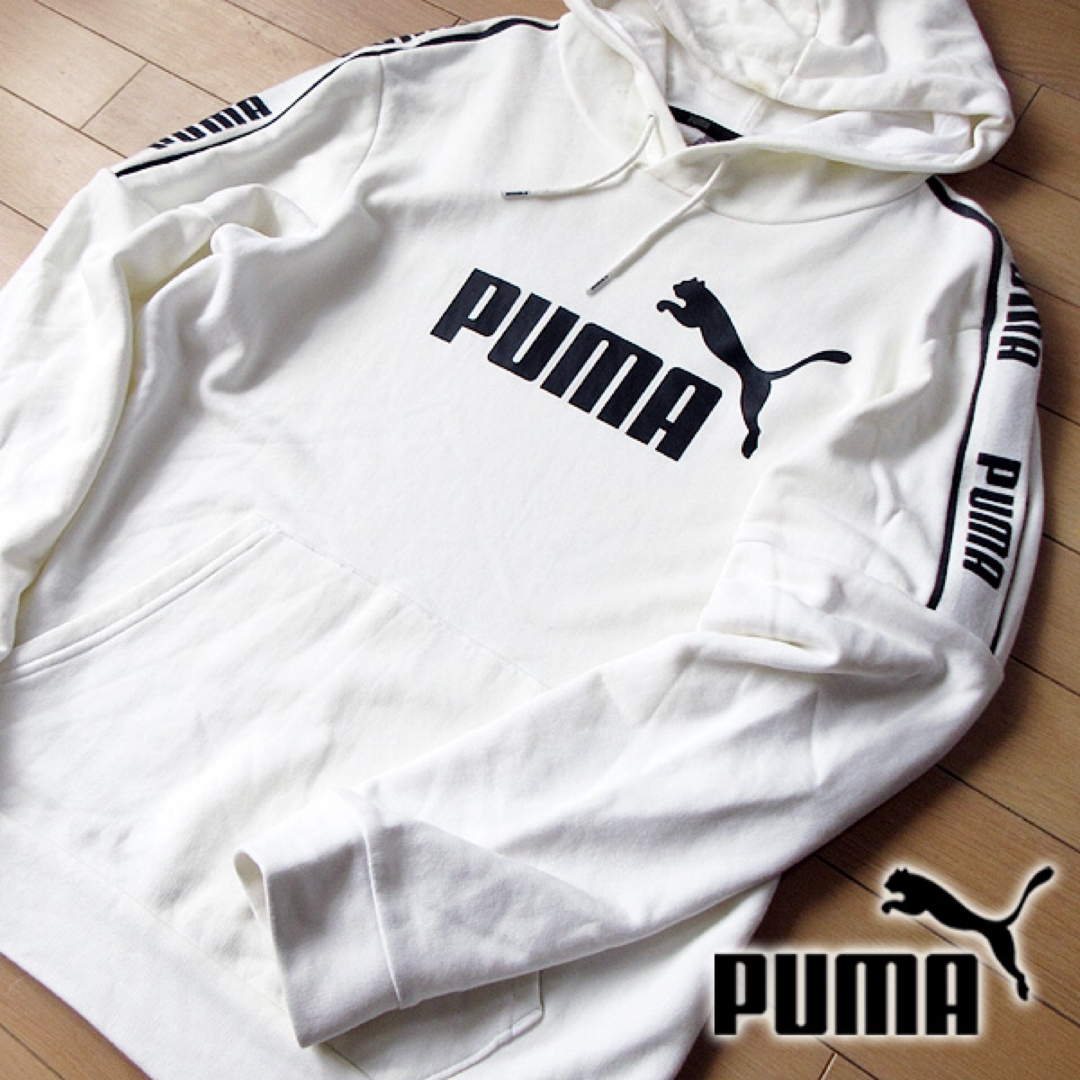 PUMA(プーマ)の美品 PUMA プーマ メンズ パーカー 白 メンズのトップス(パーカー)の商品写真