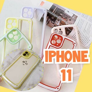 ◇iPhone11◇ イエロー iPhoneケース 大人気 シンプル フレーム(iPhoneケース)