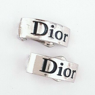 Christian Dior - 美品　クリスチャンディオール　イヤリング　Dior　ロゴ　プレート　シルバー