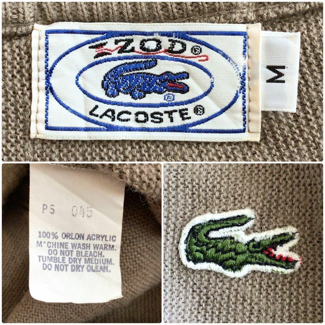 LACOSTE(ラコステ)のS229【ビンテージ】USA製アイゾッドラコステ青円タグ刺繍薄手Vネックニット メンズのトップス(ニット/セーター)の商品写真