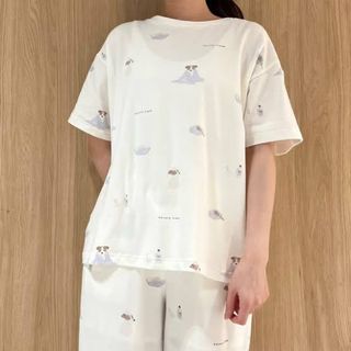 ジェラートピケ(gelato pique)のシャンプードック柄Tシャツ(ルームウェア)