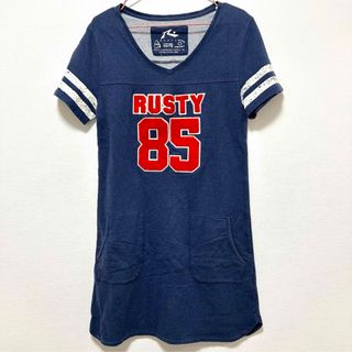 ラスティ(RUSTY)の【RUSTY】ラスティ　ワンピース　夏服レディース　ロゴ　ライン　Mサイズ　膝丈(ひざ丈ワンピース)