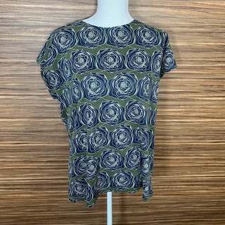 エフティーコレクション ニット Tシャツ 大きめ 大きい 半袖 緑 花柄(Tシャツ(半袖/袖なし))