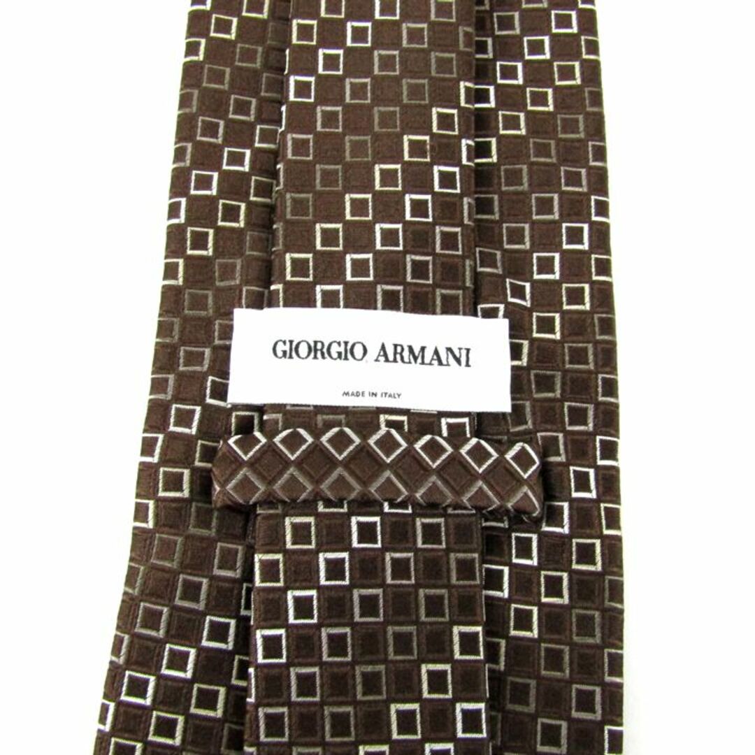 Giorgio Armani(ジョルジオアルマーニ)のジョルジオアルマーニ ネクタイ ワイドタイ スクエア柄　ストライプ柄 シルク ブランド メンズ ブラウン GIORGIO ARMANI メンズのファッション小物(ネクタイ)の商品写真